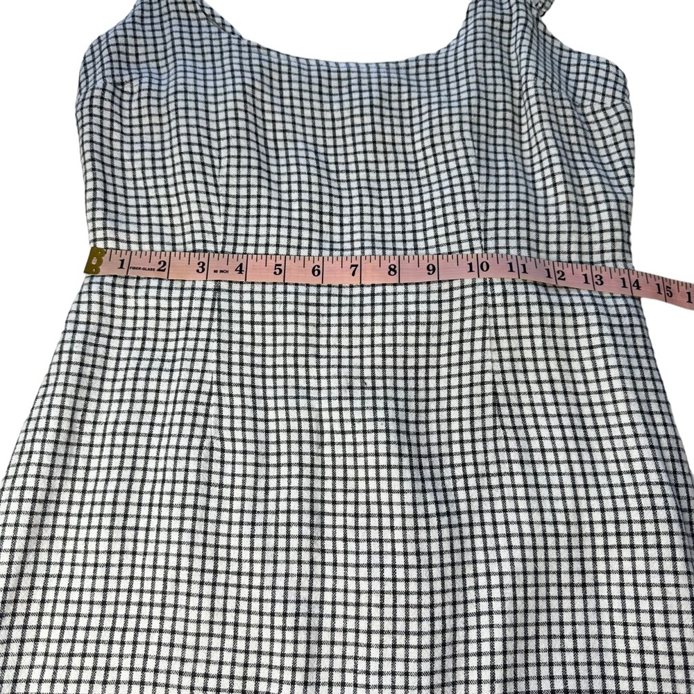 Abercrombie & Fitch Sz S Black White Check Linen Blend Mini Dress w/ Hair Tie - Picture 12 of 15